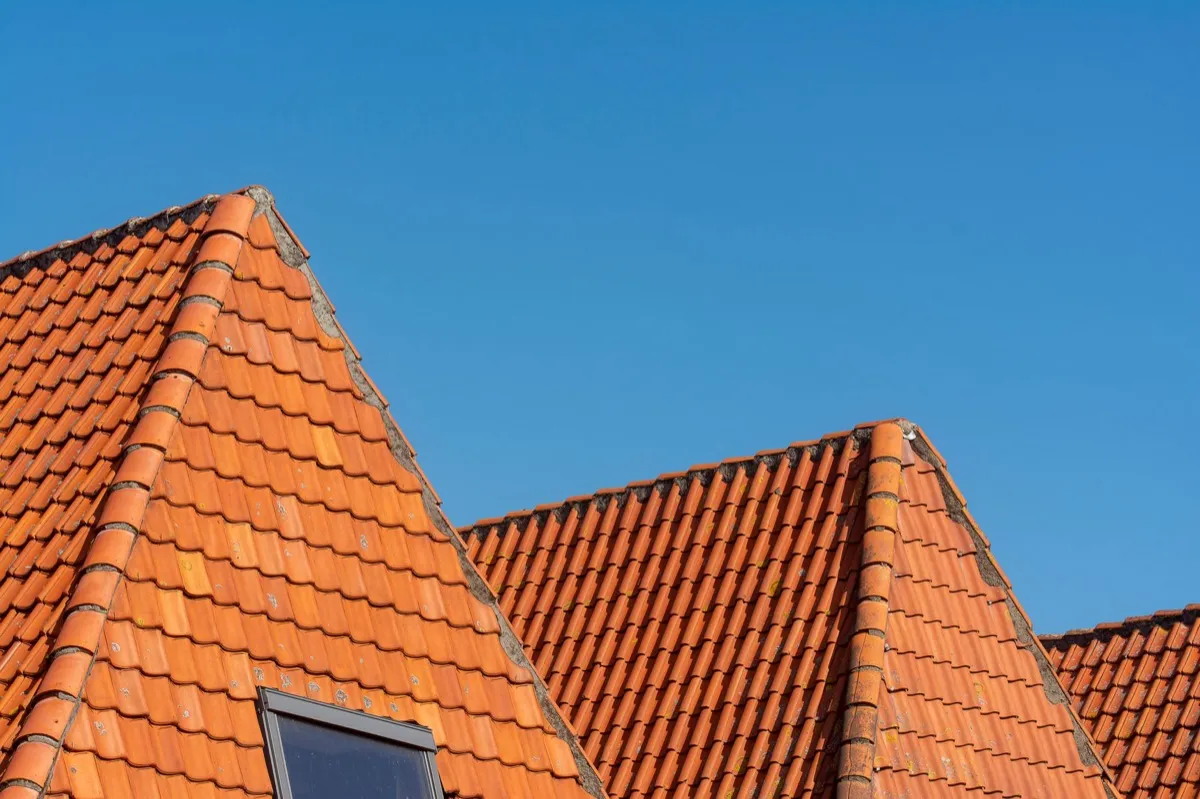 Clay barrel tile rooflines on homes in Hickory, NC